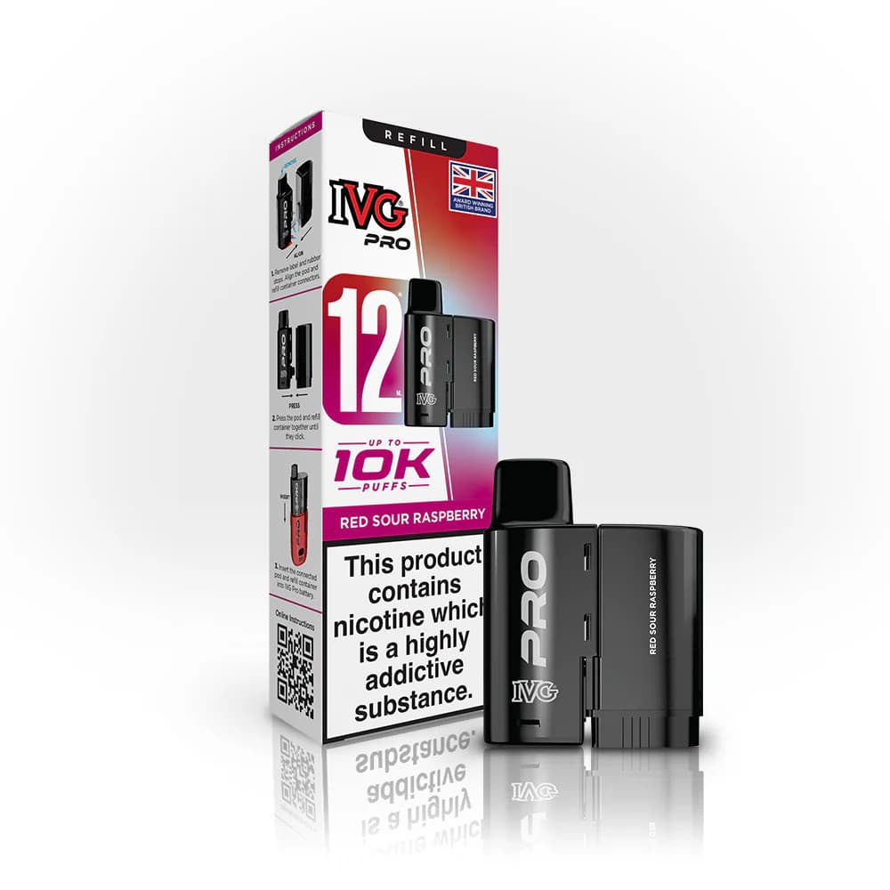  Red Sour Raspberry IVG Pro 12 Refill Pods Pack of 5