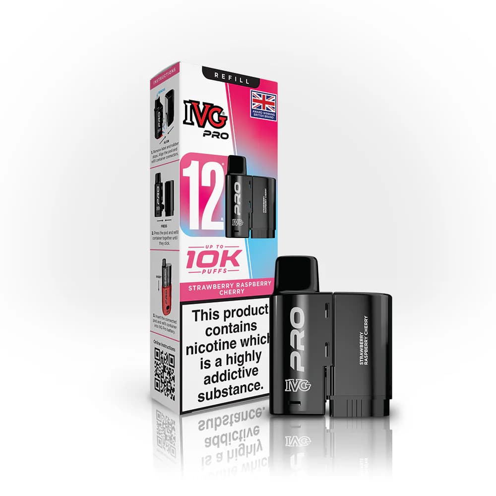 Strawberry Raspberry Cherry IVG Pro 12 Refill Pods Pack of 5