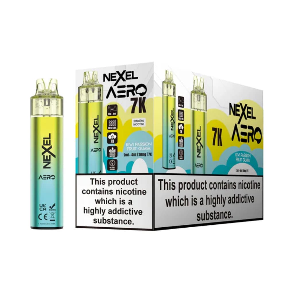  Kiwi Passionfruit Guava Nexel Aero 7k Prefilled Vape Kit Box of 5
