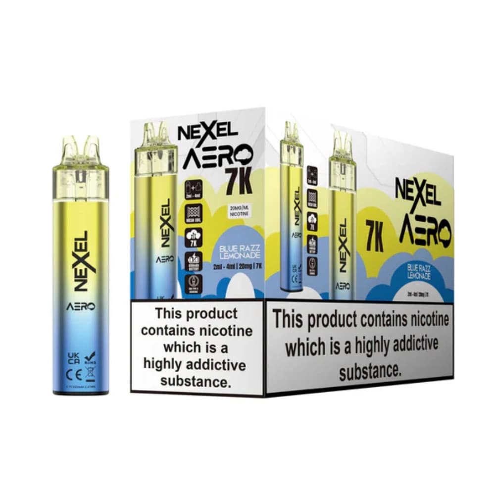  Blue Razz Lemonade Nexel Aero 7k Prefilled Vape Kit Box of 5