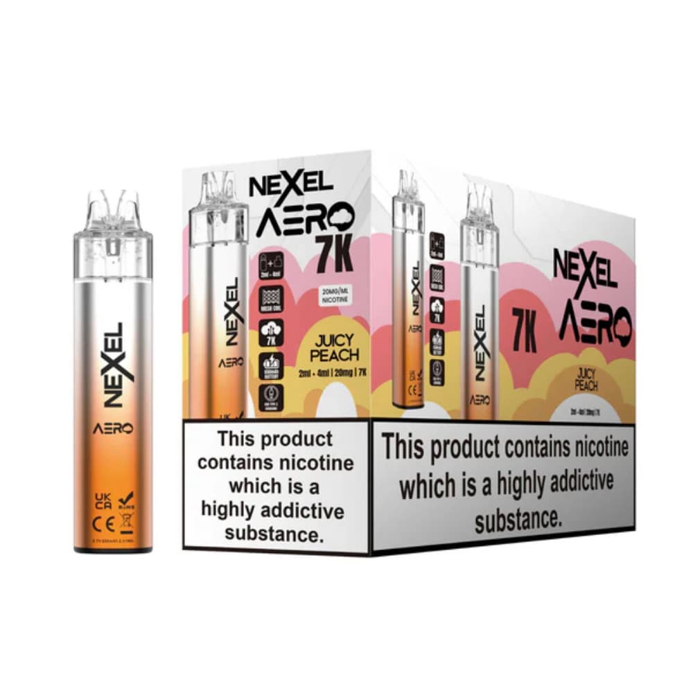  Juicy Peach Nexel Aero 7k Prefilled Vape Kit Box of 5