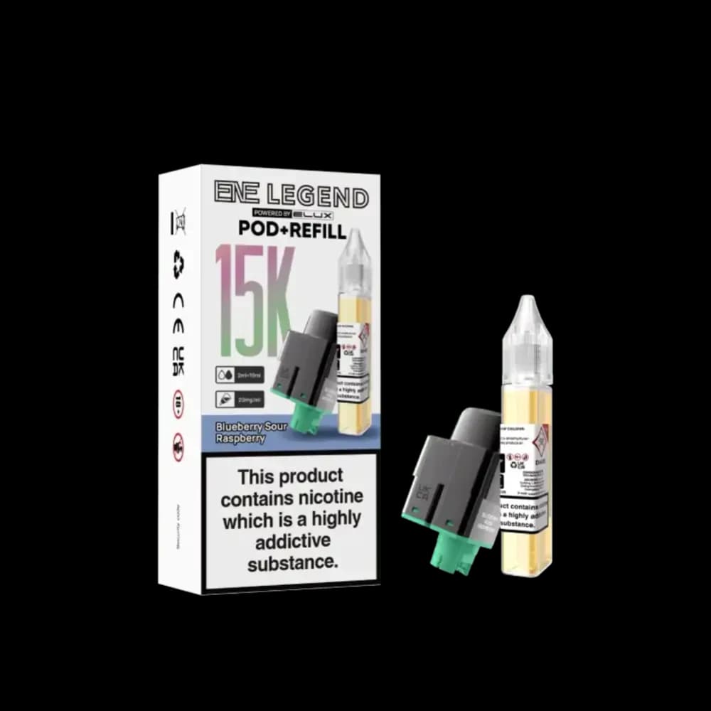  Blueberry Sour Raspberry Elux Ene Legend 15k Pods Pack of 5