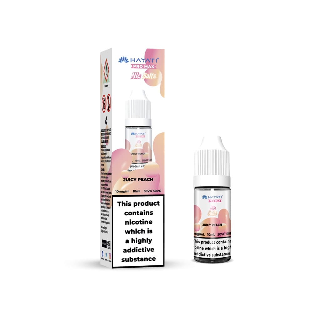  Juicy Peach / 10mg Hayati Pro Max Nic Salts E-Liquids 10ml