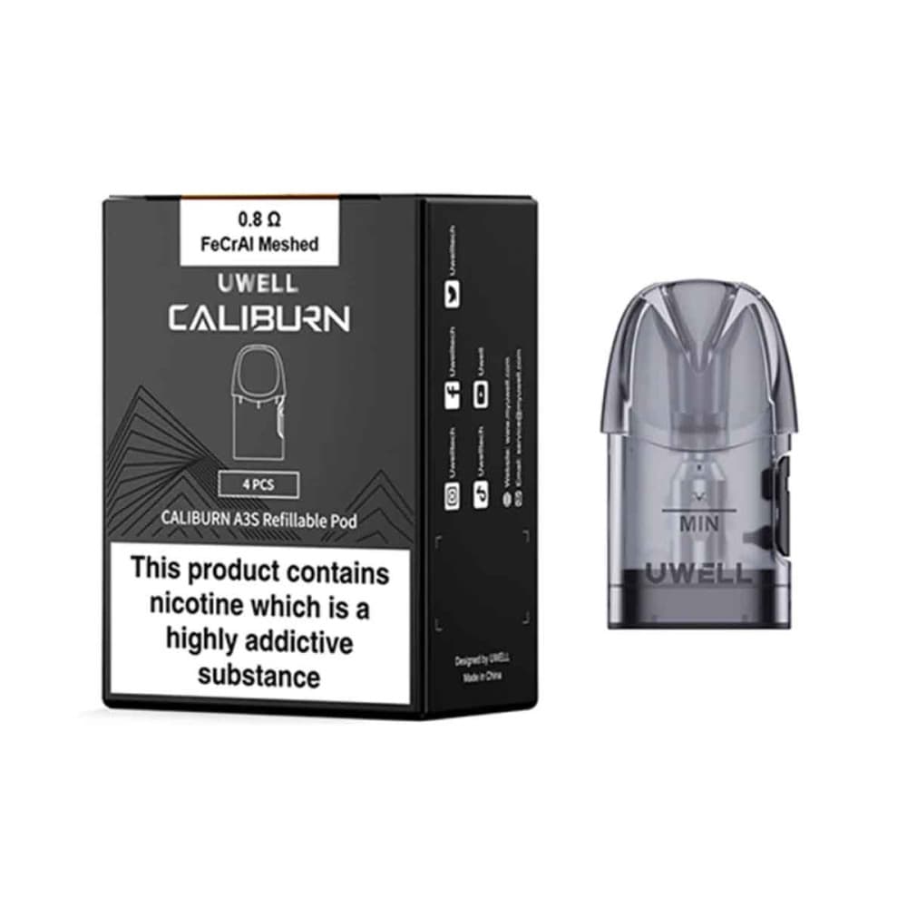  1.0ohm Uwell Caliburn A3S Replacement Pods 4 Packs