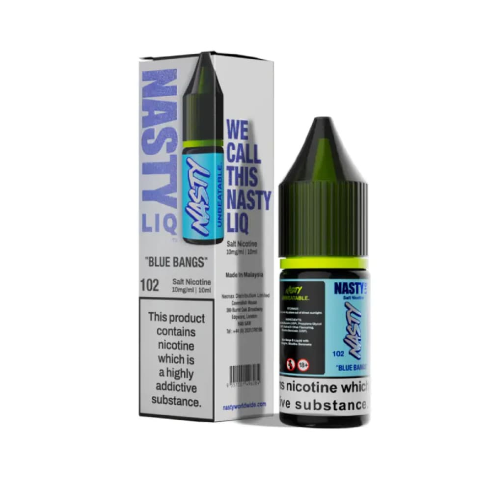  Blue Bangs / 20mg Nasty Liq Nic Salts e liquids 10ml Box of 10