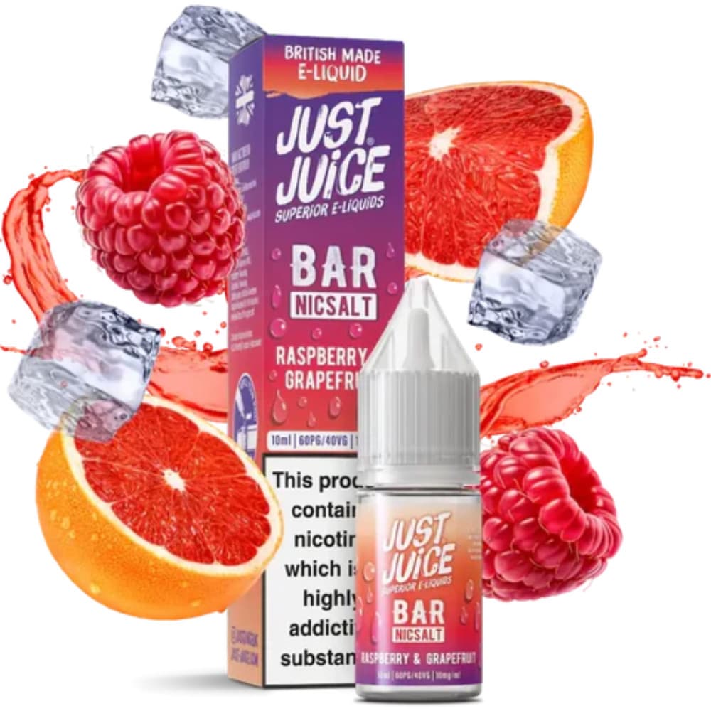  Raspberry & Grapefruit / 20mg Just Juice Bar Nic Salts e liquids 10ml Box of 10