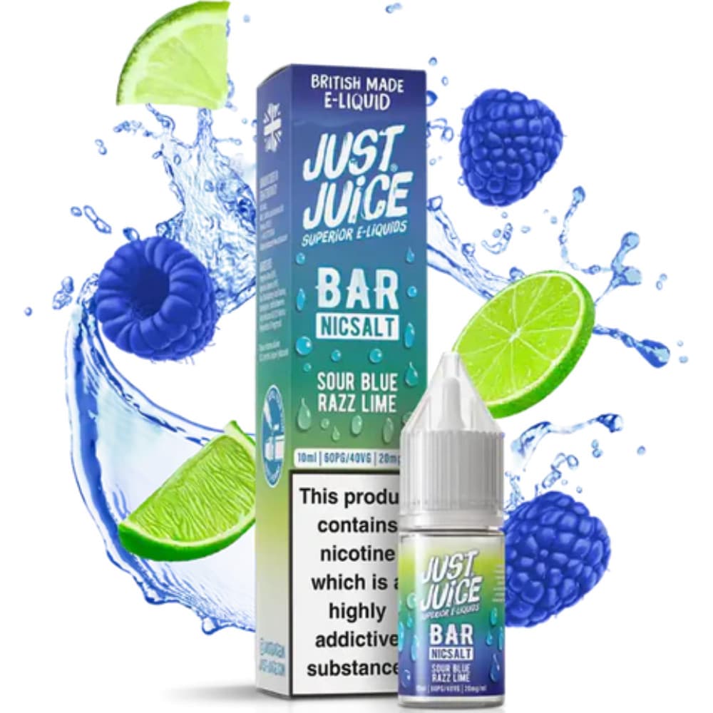  Sour Blue Razz Lime / 10mg Just Juice Bar Nic Salts e liquids 10ml Box of 10