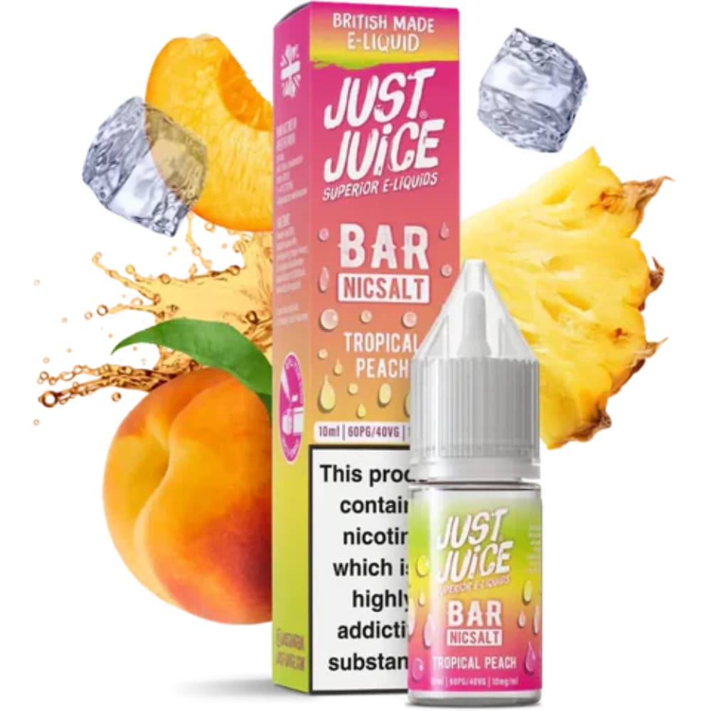  Tropical Peach / 10mg Just Juice Bar Nic Salts e liquids 10ml Box of 10