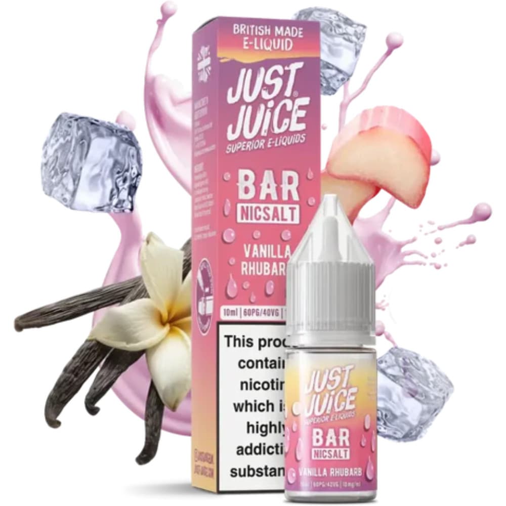  Vanilla Rhubarb / 10mg Just Juice Bar Nic Salts e liquids 10ml Box of 10
