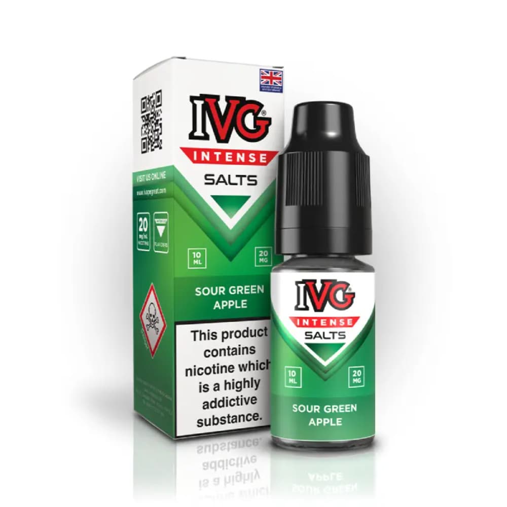  Sour Green / 20mg IVG Intense Nic Salts e liquids 10ml Box of 10