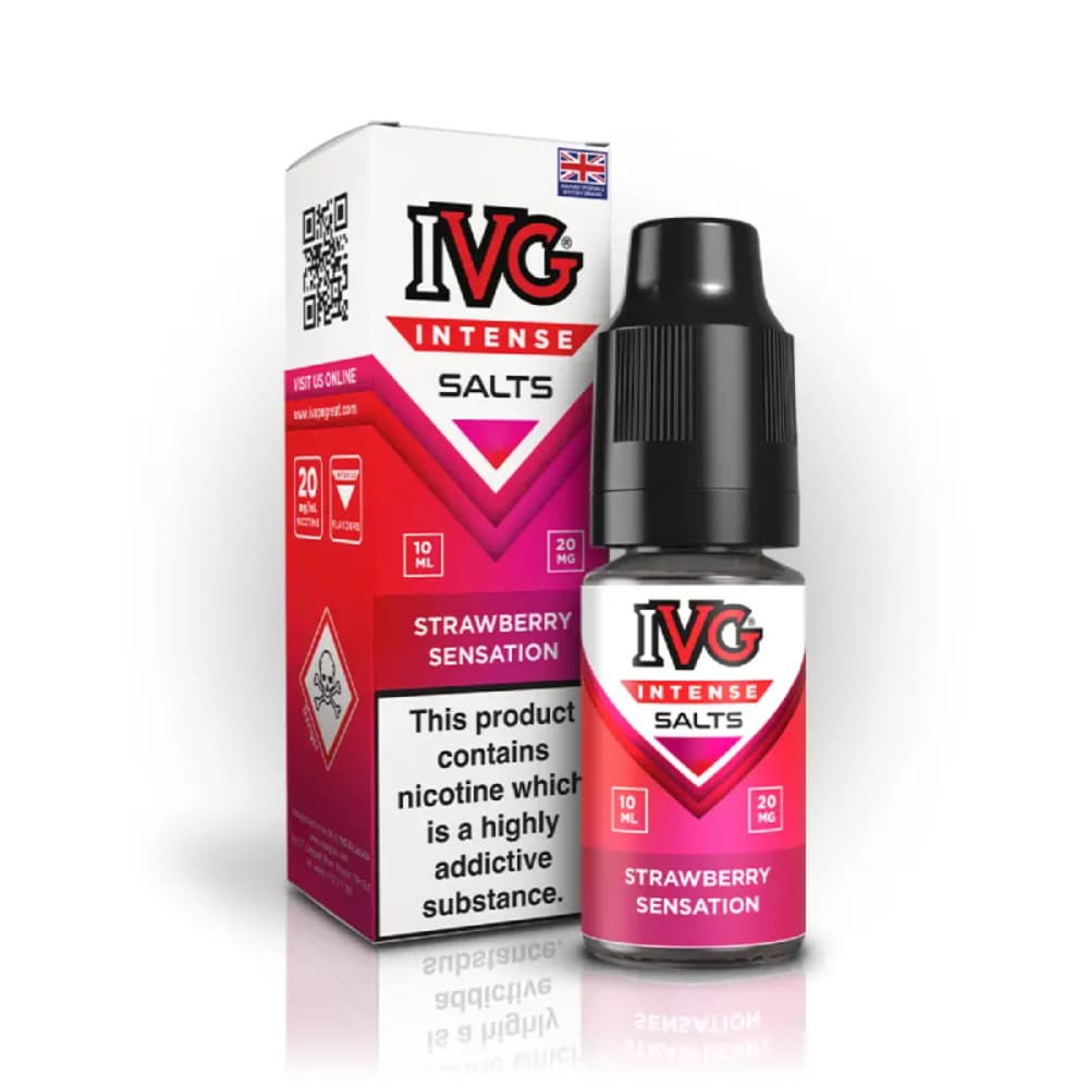  Strawberry Sensations / 20mg IVG Intense Nic Salts e liquids 10ml Box of 10