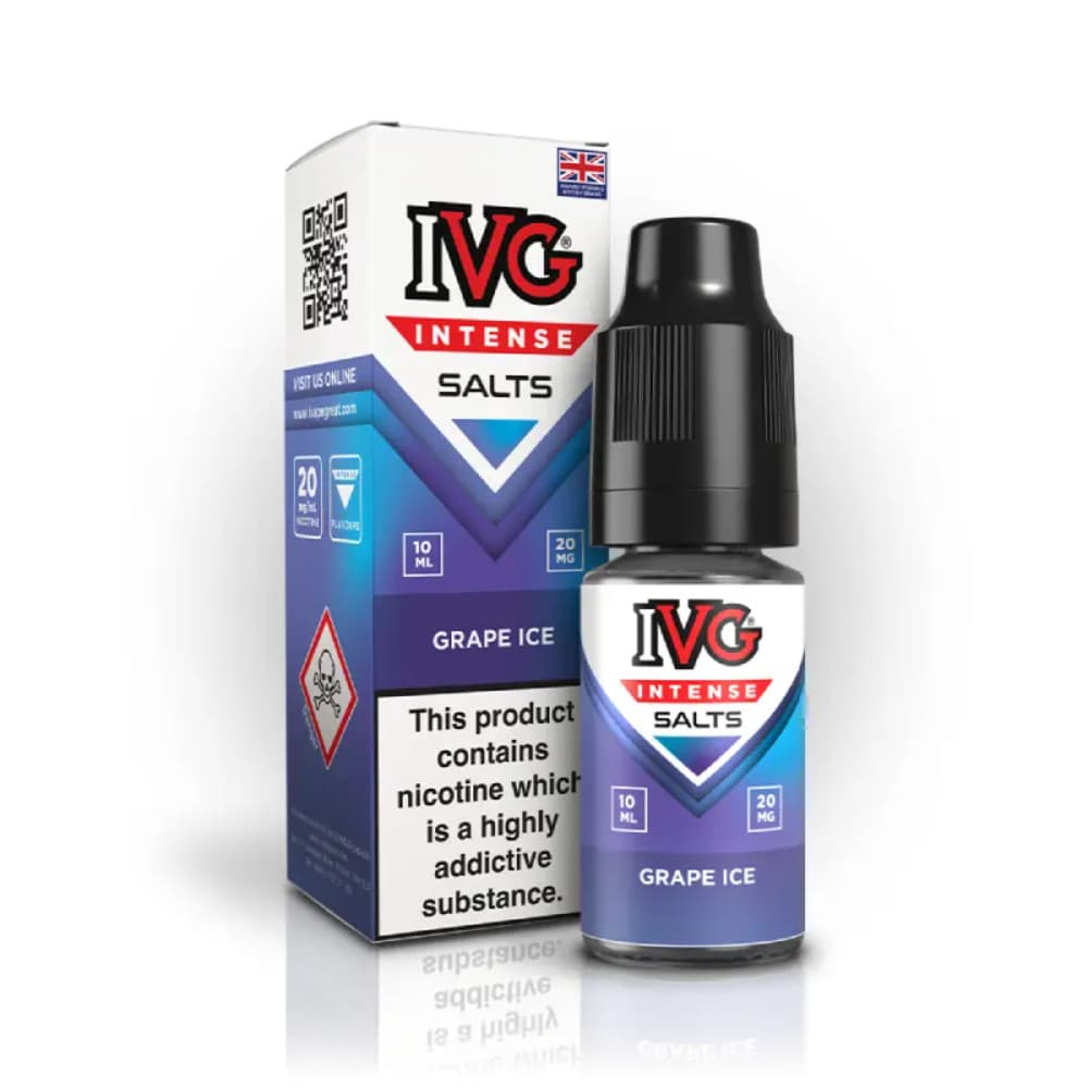  Grape Ice / 10mg IVG Intense Nic Salts e liquids 10ml Box of 10