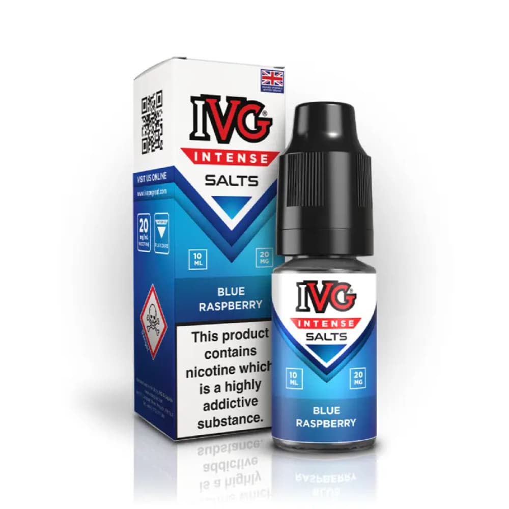  Blue Raspberry / 20mg IVG Intense Nic Salts e liquids 10ml Box of 10
