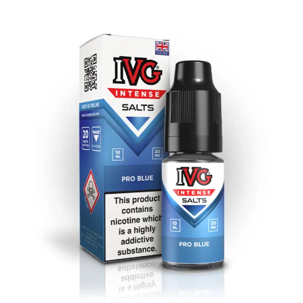  Pro Blue / 10mg IVG Intense Nic Salts e liquids 10ml Box of 10