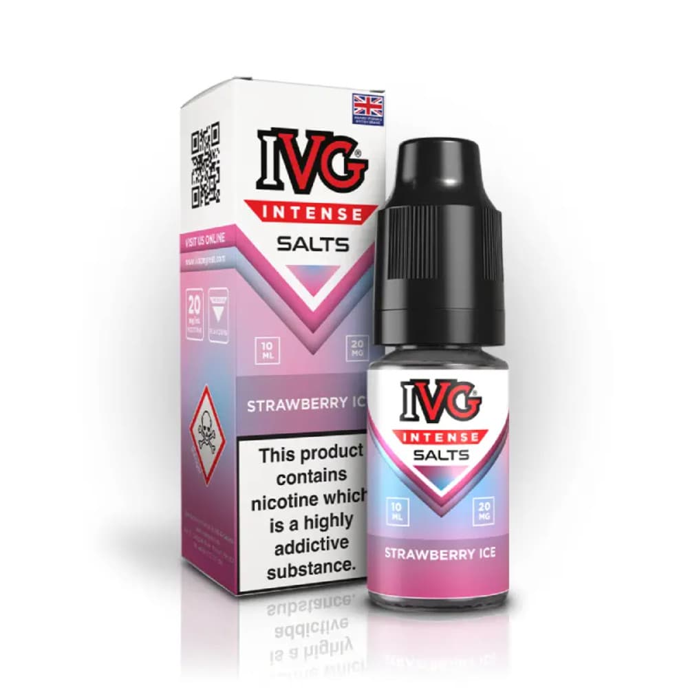  Strawberry Ice / 10mg IVG Intense Nic Salts e liquids 10ml Box of 10