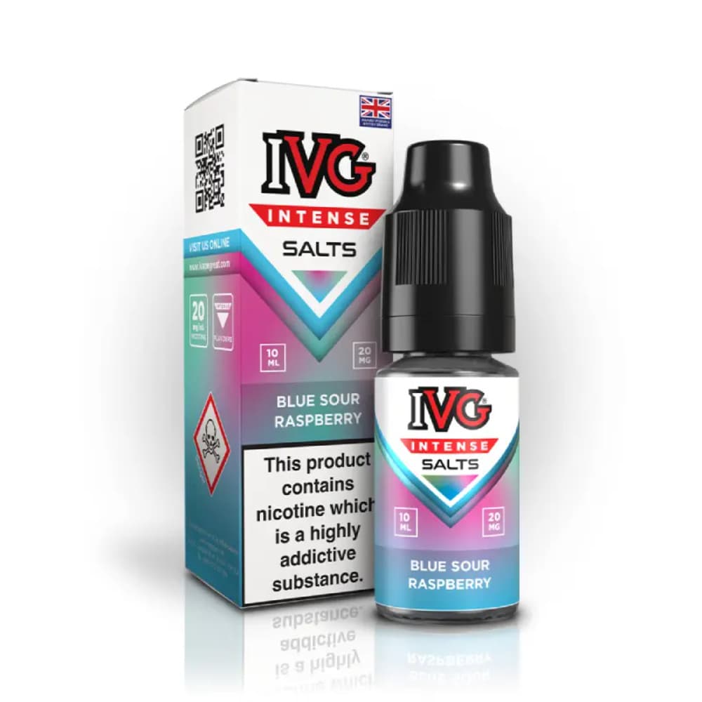  Blue Sour Raspberry / 10mg IVG Intense Nic Salts e liquids 10ml Box of 10