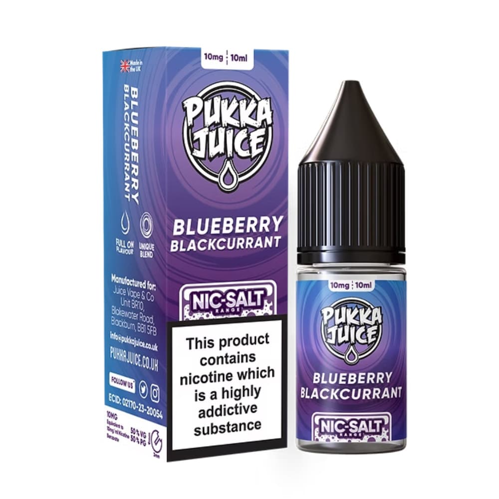  Blueberry Blackcurrant / 10mg Pukka Juice Nic Salts e liquids 10ml