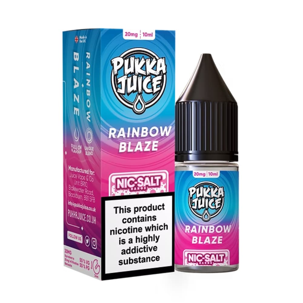  Rainbow Blaze / 20mg Pukka Juice Nic Salts e liquids 10ml