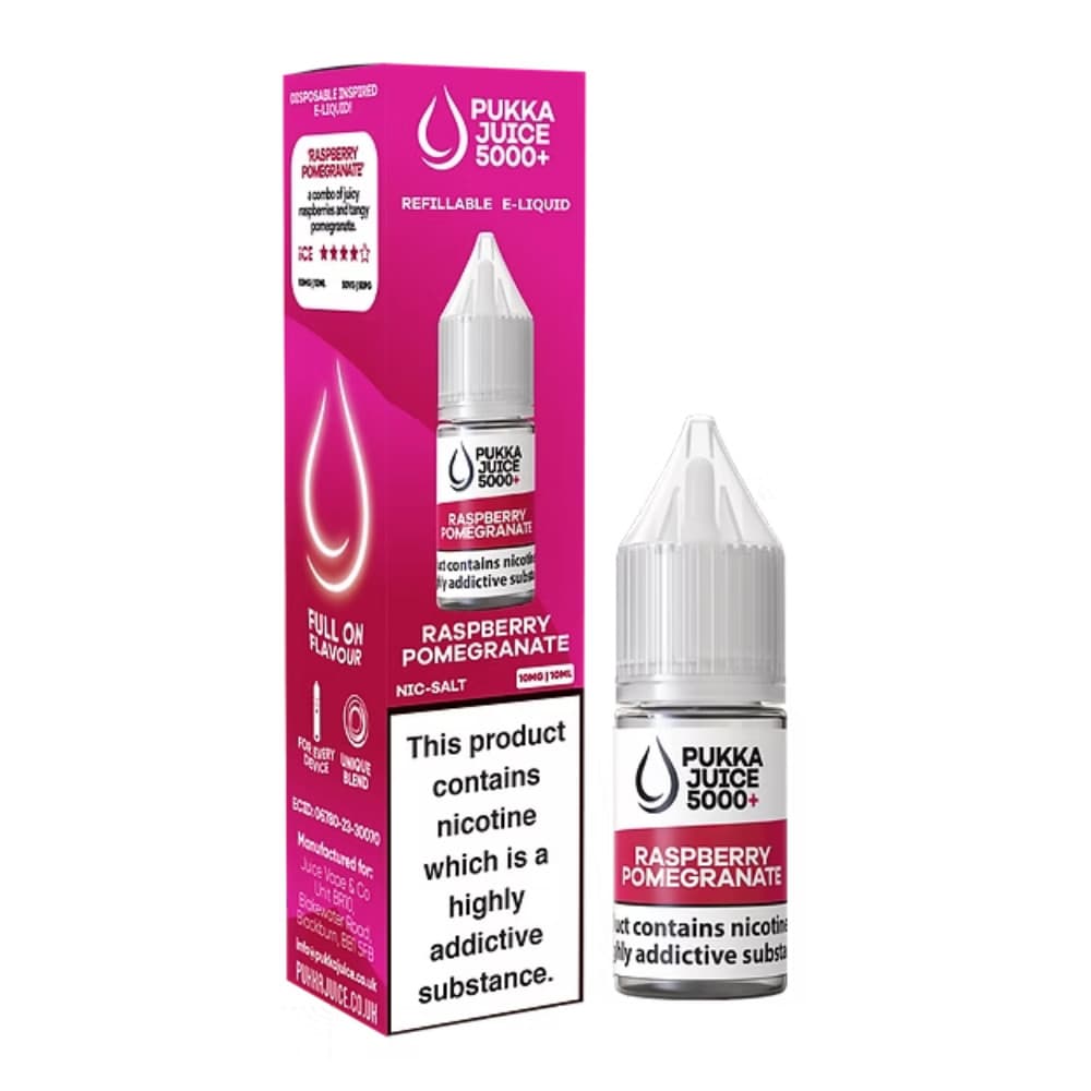  Raspberry Pomegranate / 10mg Pukka Juice 5000+ Nic Salts e liquids 10ml