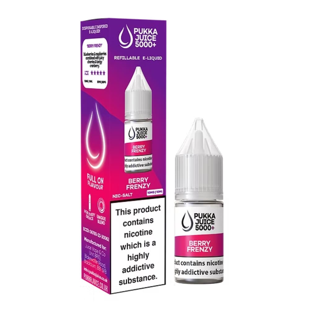  Berry Frenzy / 10mg Pukka Juice 5000+ Nic Salts e liquids 10ml