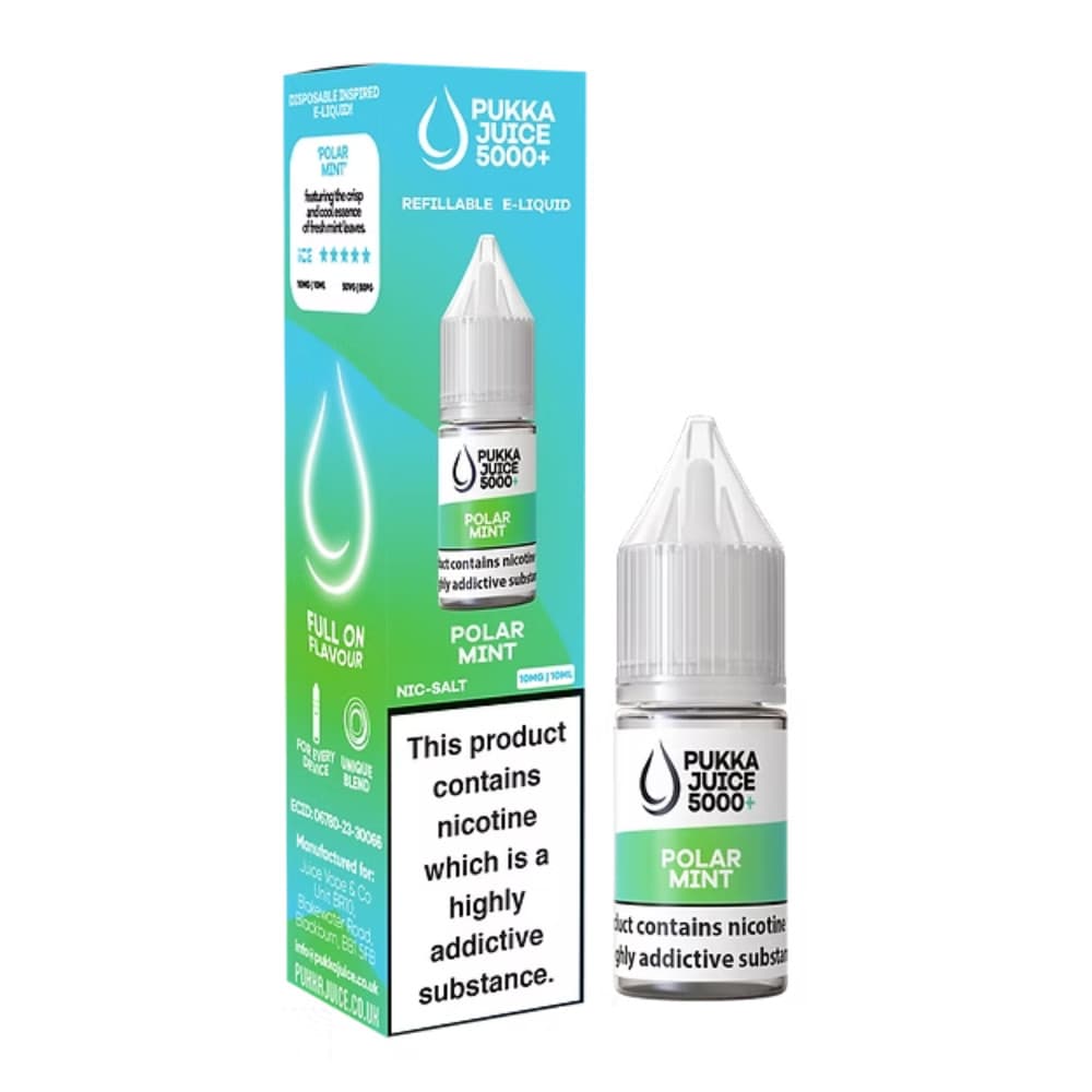  Polar MInt / 10mg Pukka Juice 5000+ Nic Salts e liquids 10ml