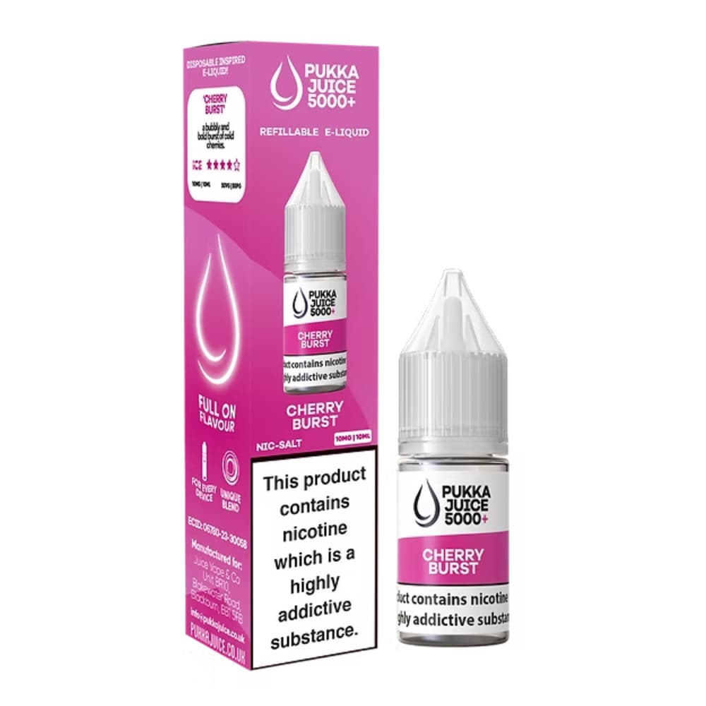  Cherry Burst / 20mg Pukka Juice 5000+ Nic Salts e liquids 10ml
