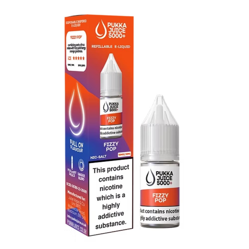  Fizzy Pop / 10mg Pukka Juice 5000+ Nic Salts e liquids 10ml