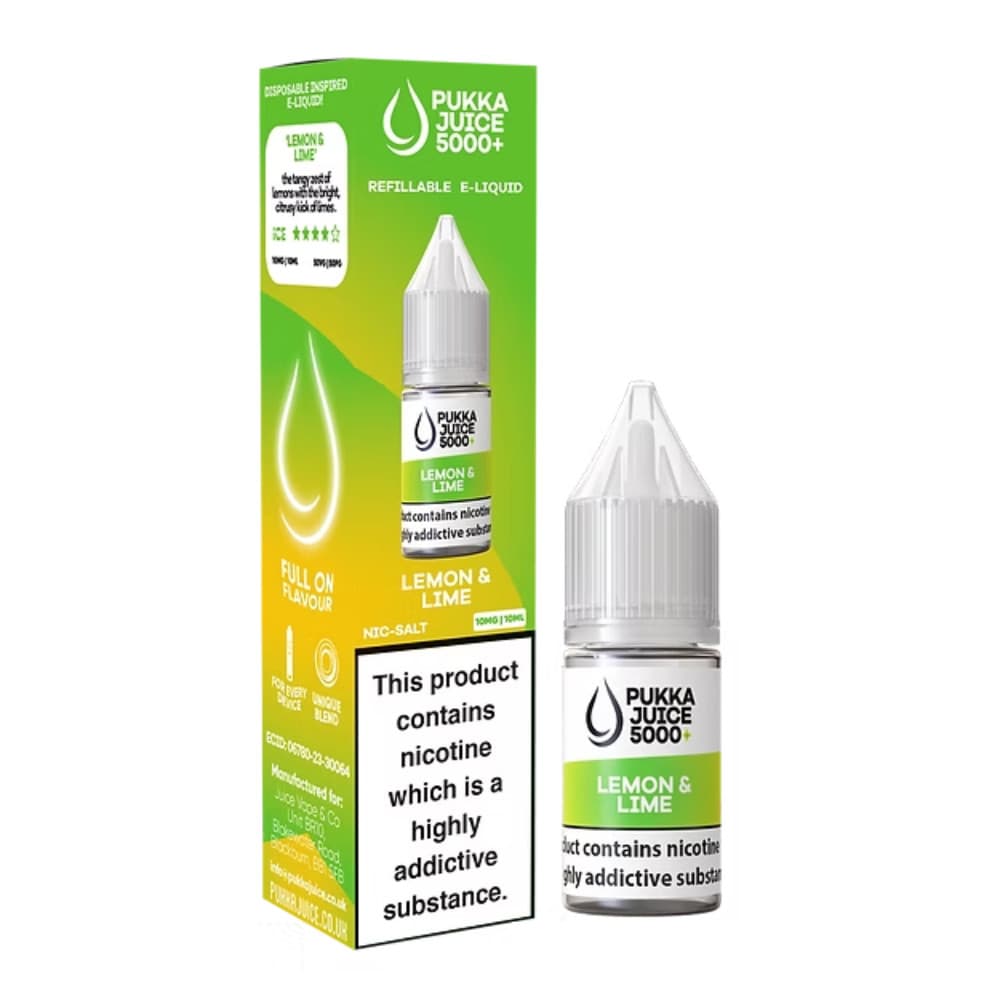  Lemon Lime / 20mg Pukka Juice 5000+ Nic Salts e liquids 10ml