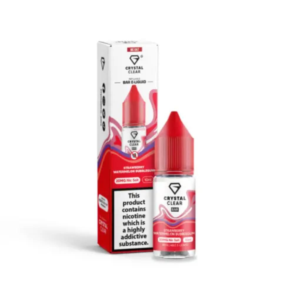  Strawberry Watermelon Bubblegum / 20mg Crystal Clear Nic Salts e liquids 10ml Box of 10
