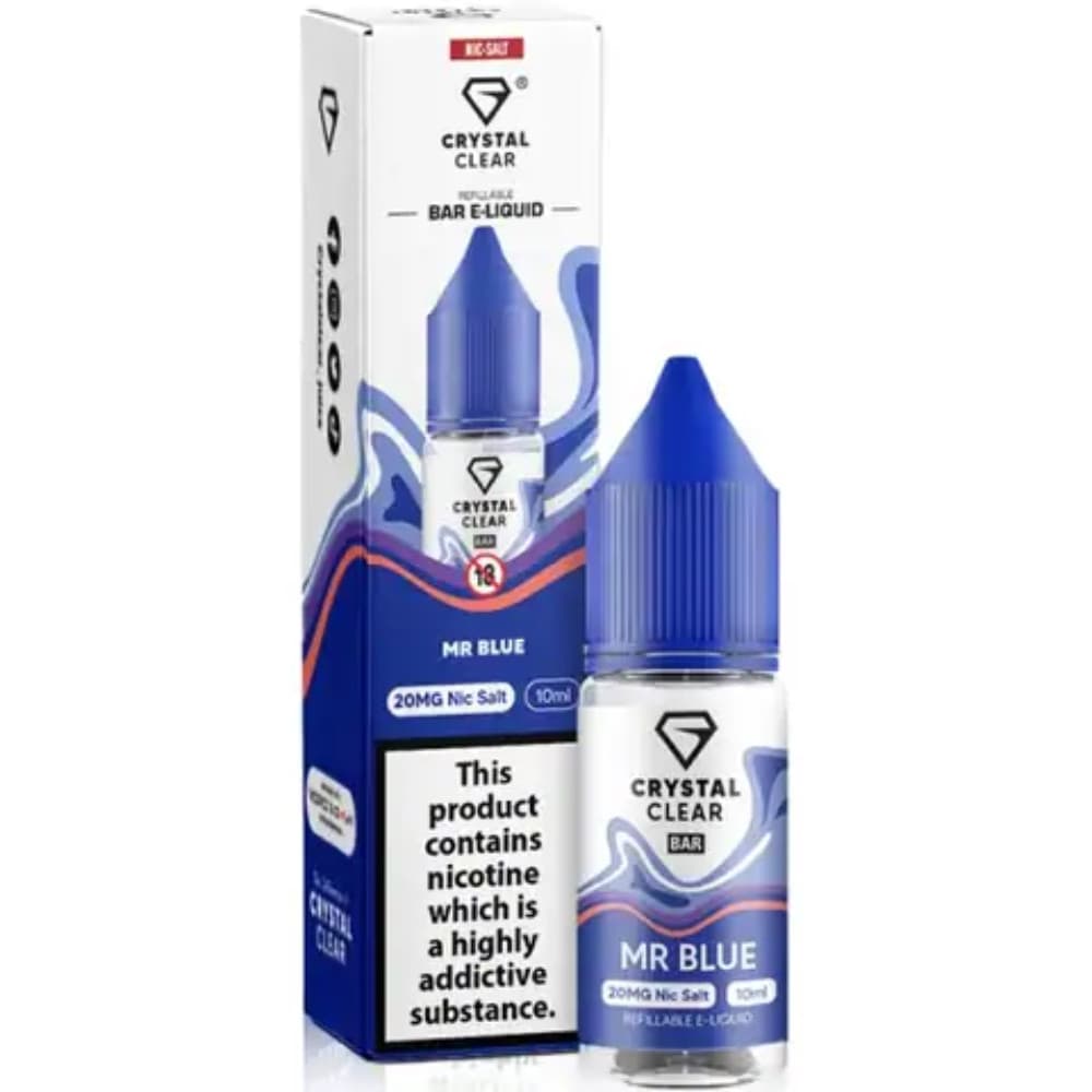  Mr Blue / 20mg Crystal Clear Nic Salts e liquids 10ml Box of 10