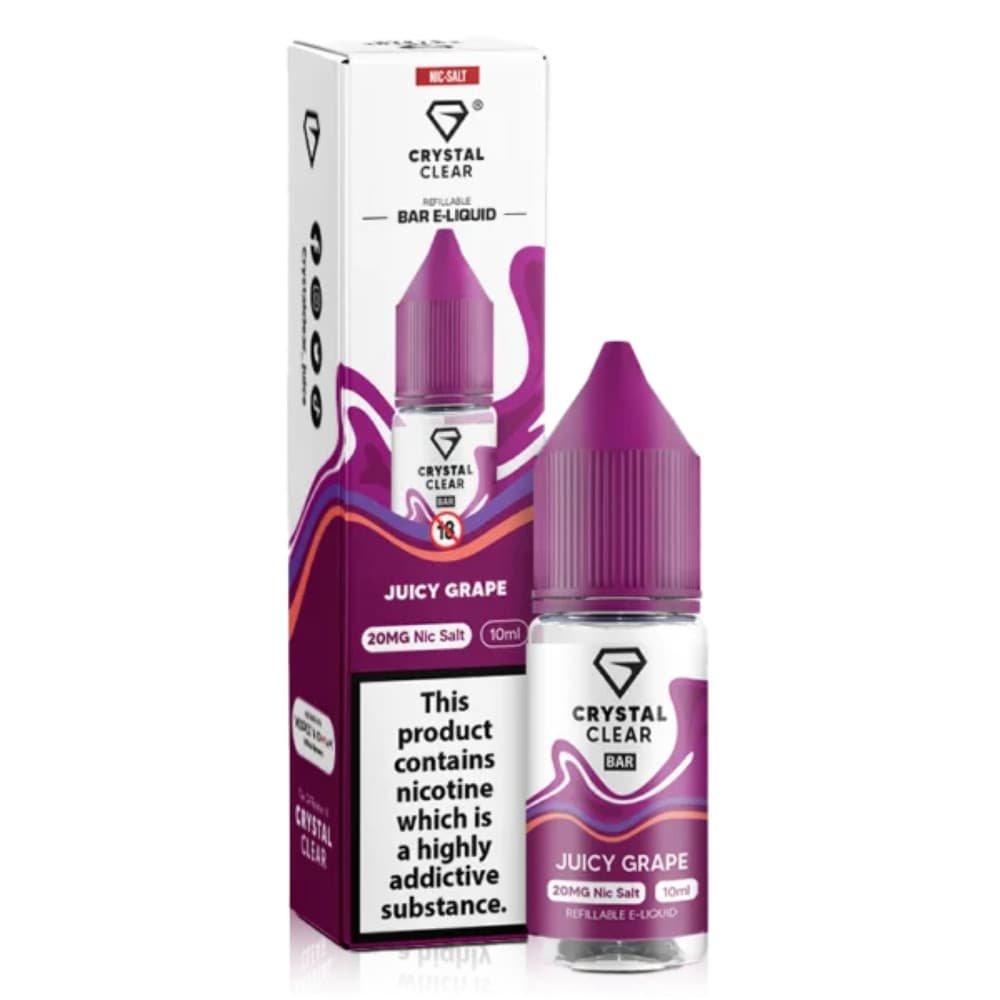  Juicy Grape / 10mg Crystal Clear Nic Salts e liquids 10ml Box of 10