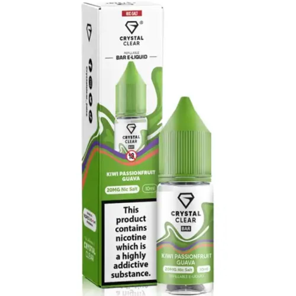  Kiwi Passionfruit Guava / 10mg Crystal Clear Nic Salts e liquids 10ml Box of 10