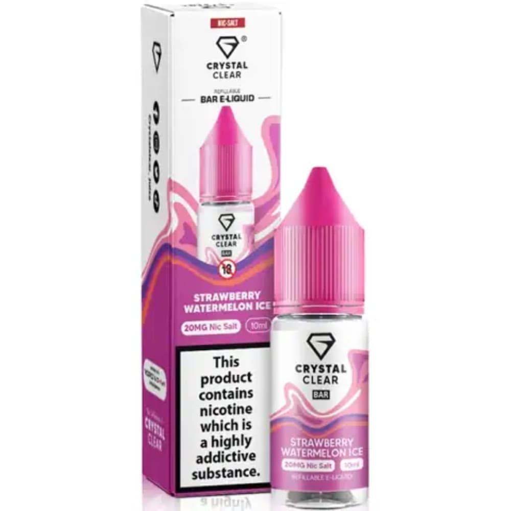  Strawberry Watermelon Ice / 20mg Crystal Clear Nic Salts e liquids 10ml Box of 10