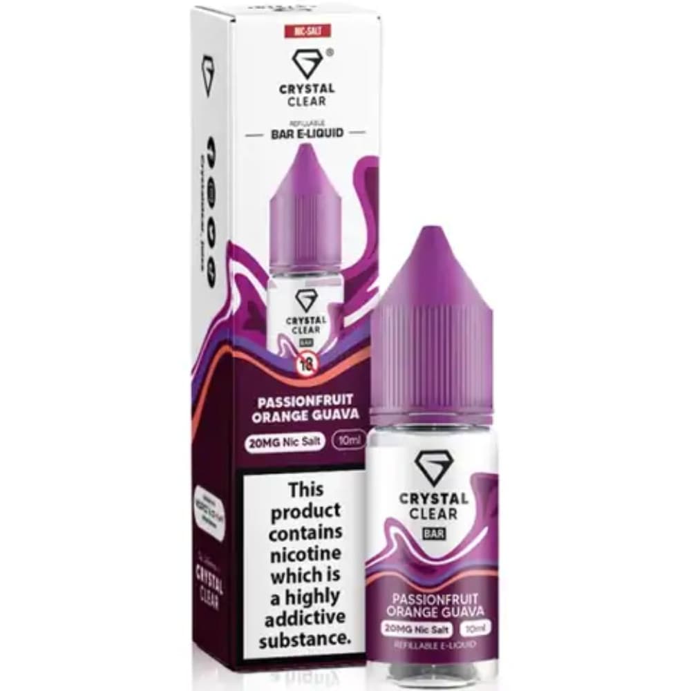  Passion Orange Guava / 20mg Crystal Clear Nic Salts e liquids 10ml Box of 10