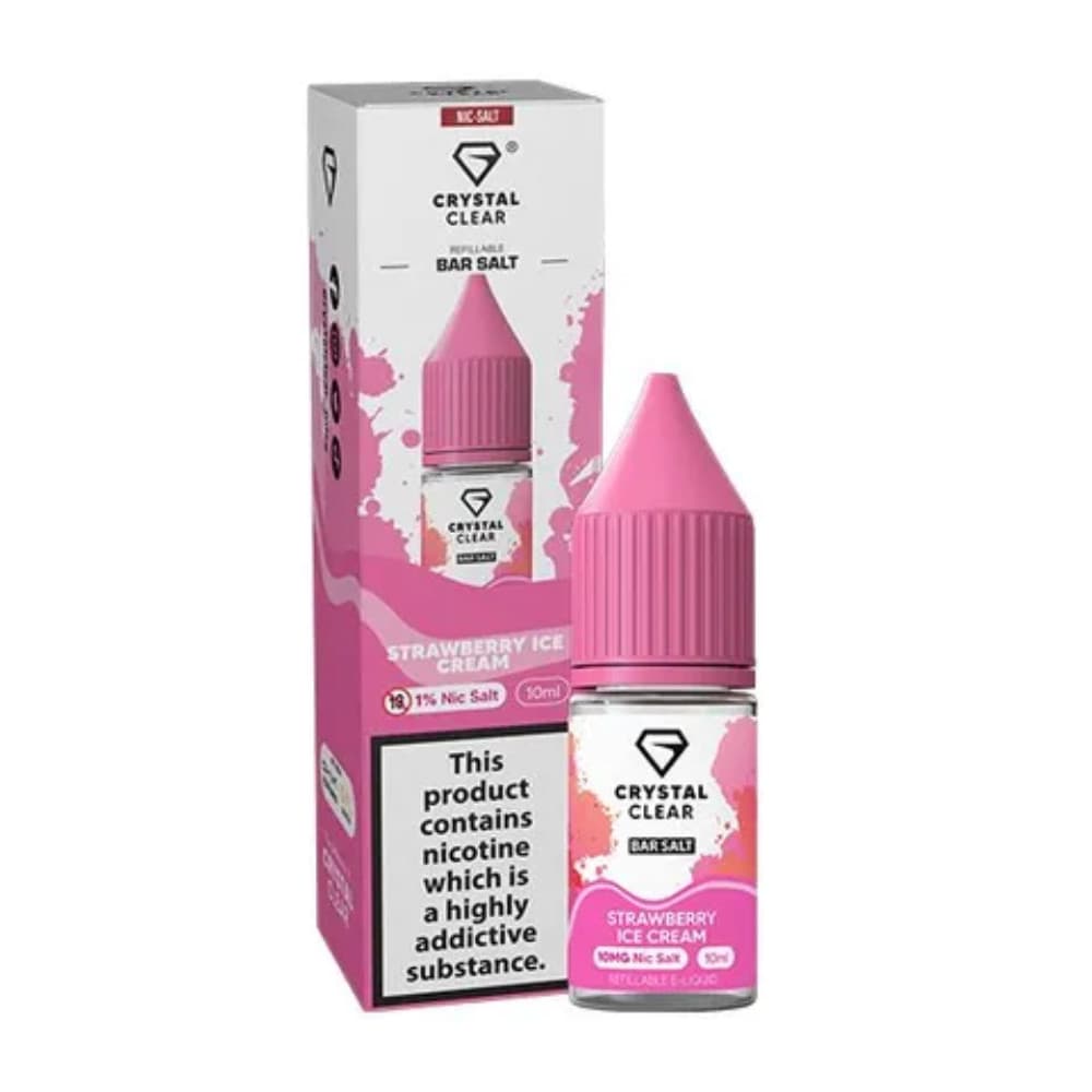  Strawberry Ice Cream / 10mg Crystal Clear Nic Salts e liquids 10ml Box of 10