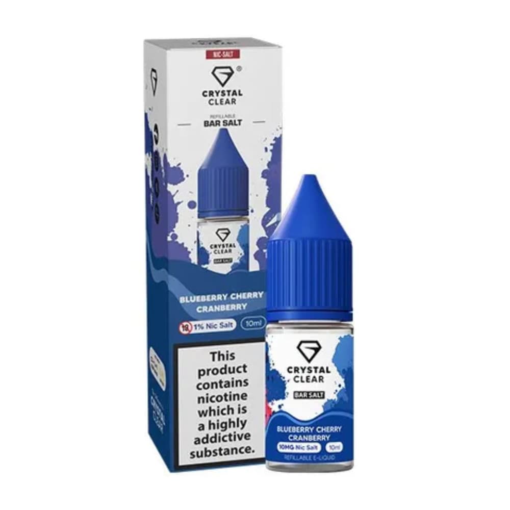  Blueberry Cherry Cranberry / 20mg Crystal Clear Nic Salts e liquids 10ml Box of 10