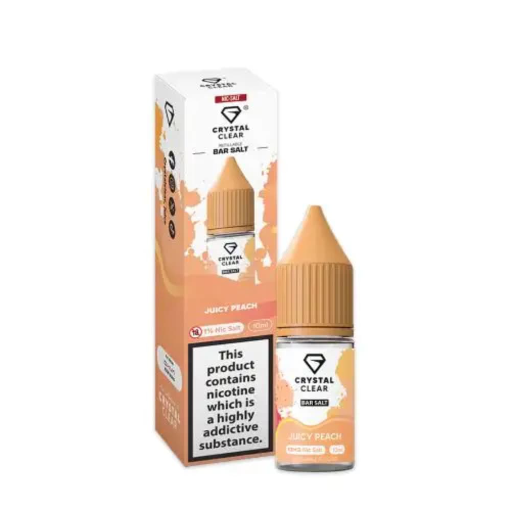  Juicy Peach / 10mg Crystal Clear Nic Salts e liquids 10ml Box of 10