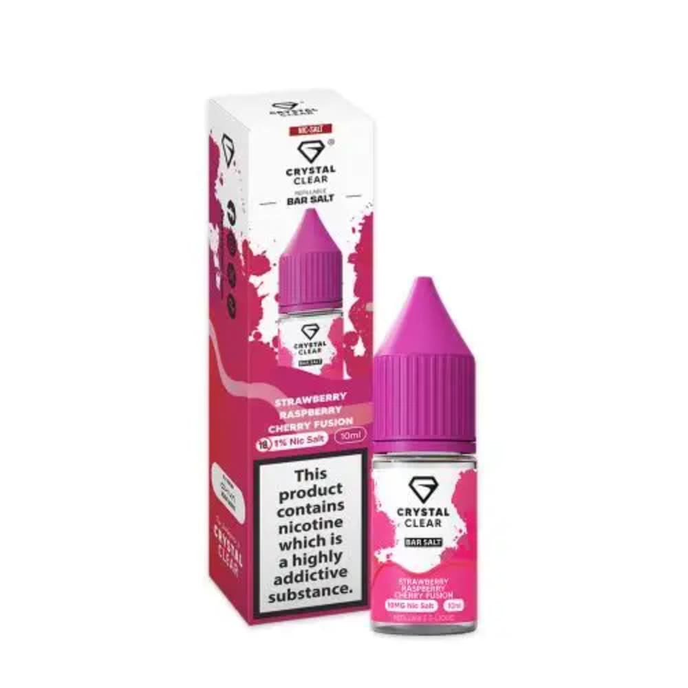  Strawberry Raspberry Cherry / 20mg Crystal Clear Nic Salts e liquids 10ml Box of 10
