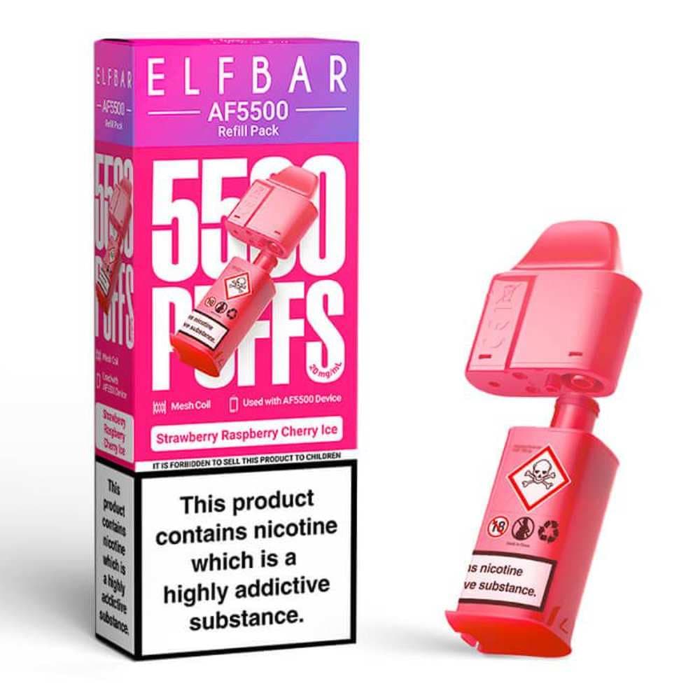  Strawberry Raspberry Cherry Ice Elf bar AF5000 Pods Pack of 5