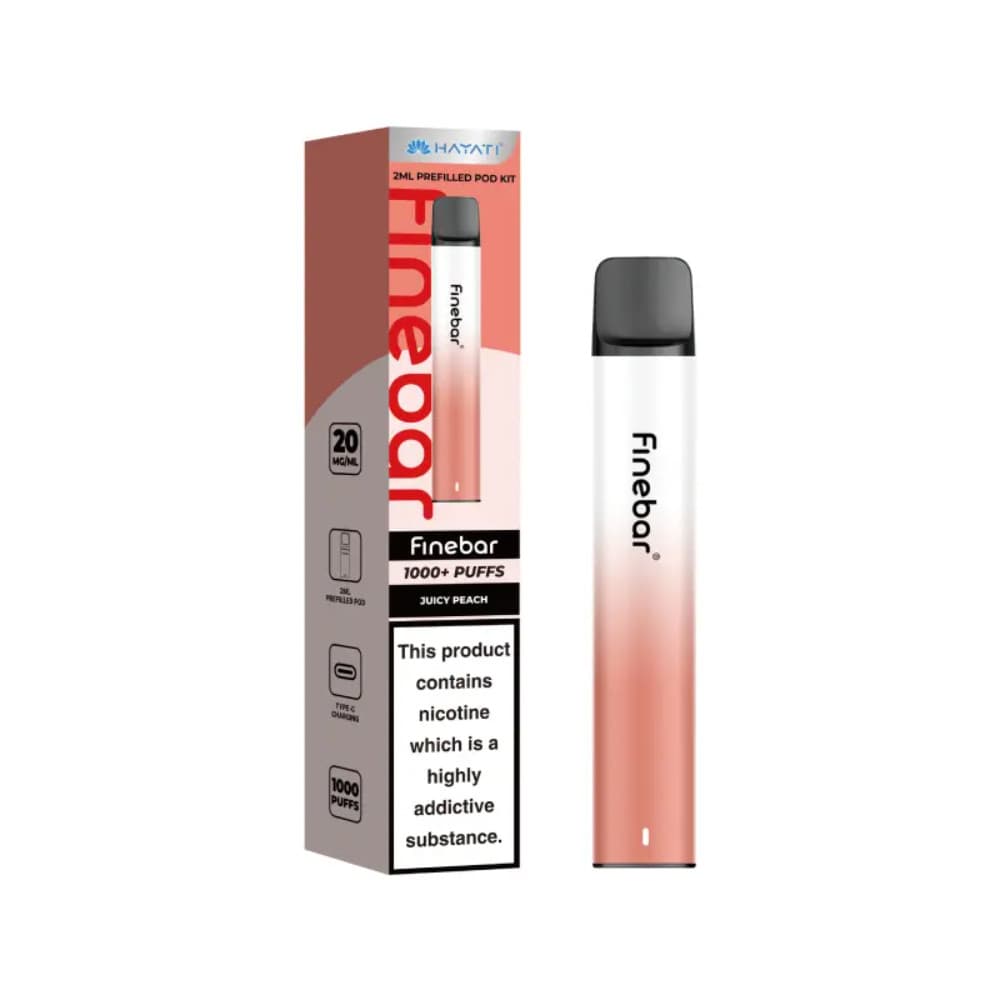  Juicy Peach Hayati Finebar Prefilled Vape Kit Box of 10