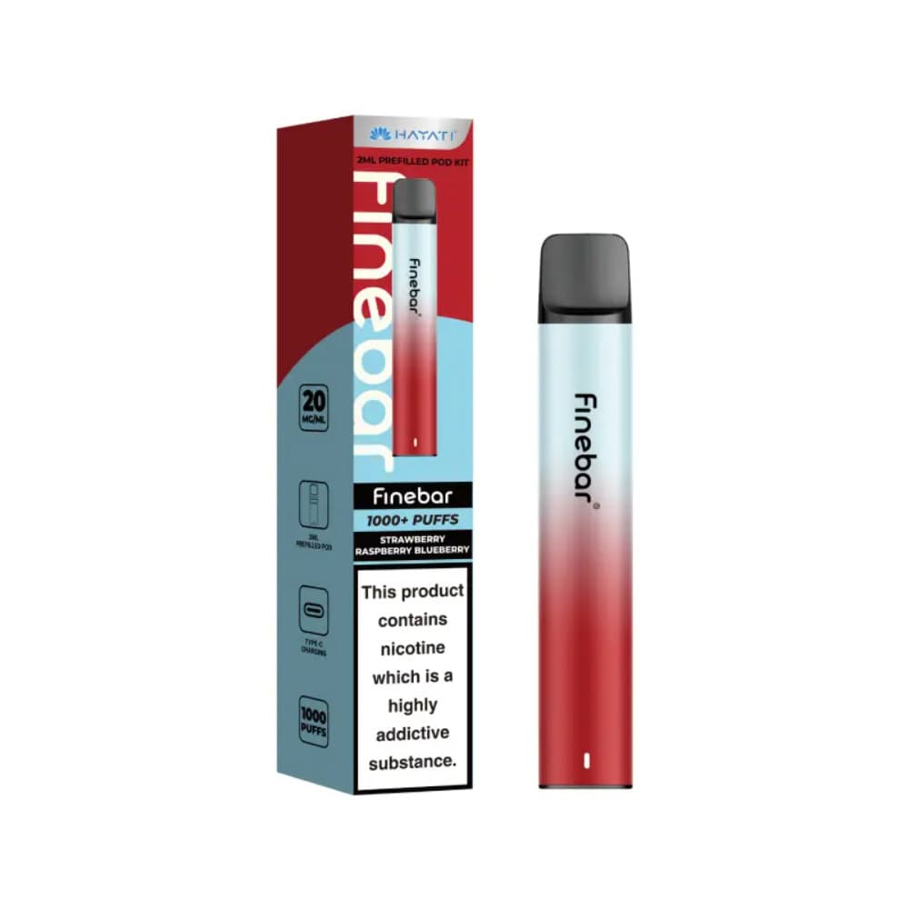  Strawberry Raspberry Blueberry Hayati Finebar Prefilled Vape Kit Box of 10