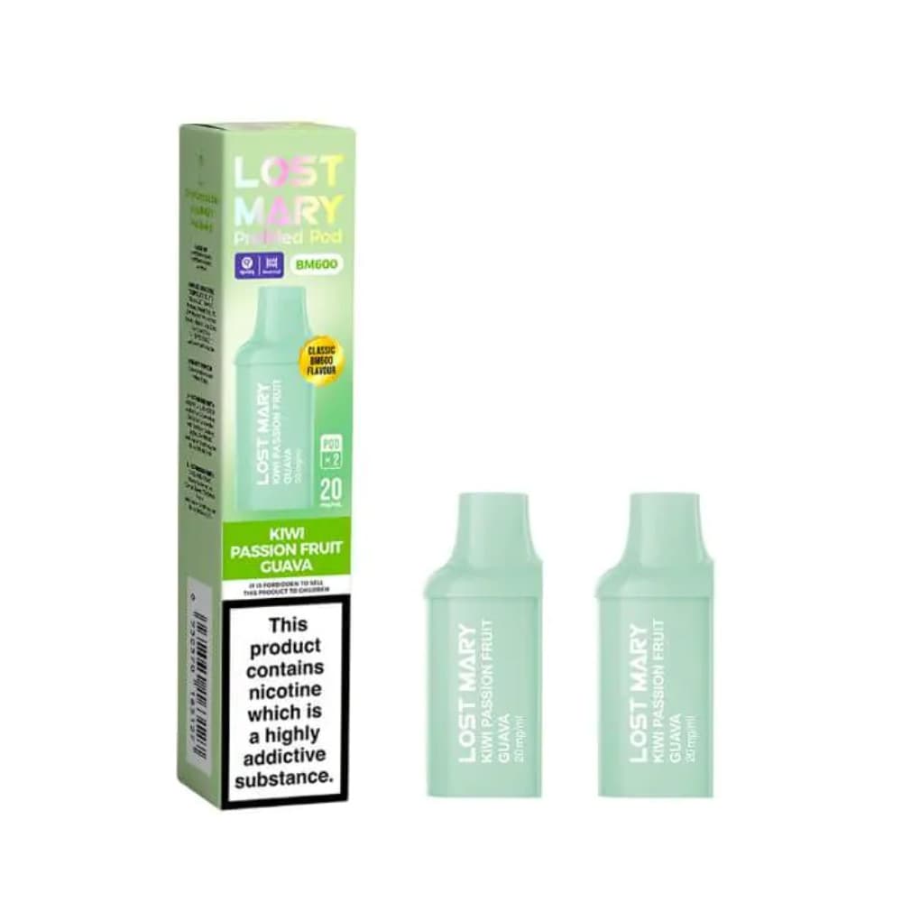  Kiwi Passion Fruit Guava Lost Mary Bm600 Prefilled Pods Box of 10