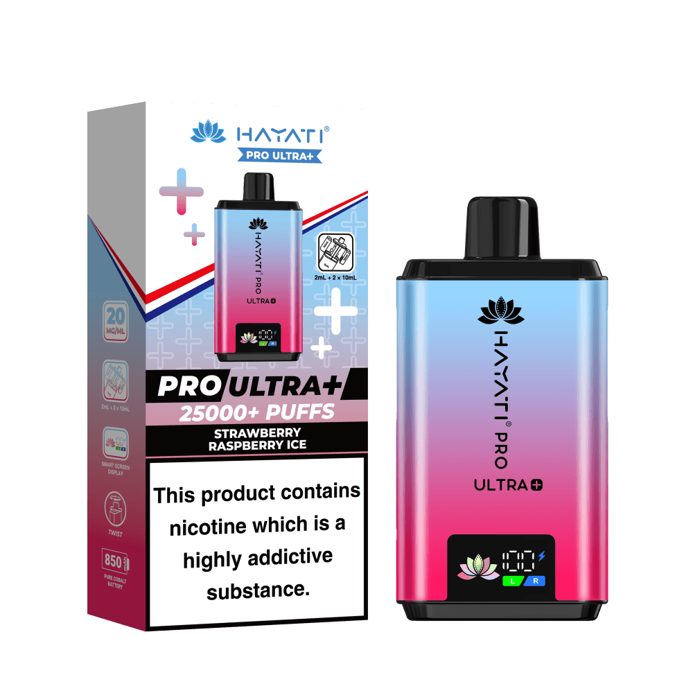  Strawberry Raspberry Ice Hayati Pro Ultra Plus 25k Vape Kit Box of 5