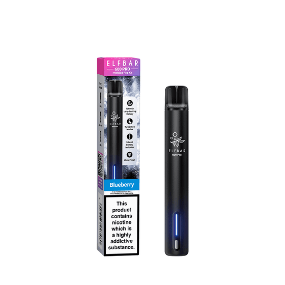  Blueberry Elf Bar 600 Pro Vape Pod Kit Box of 10