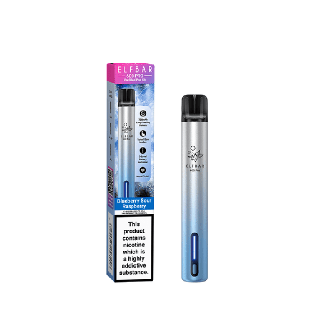  Blueberry Sour Raspberry Elf Bar 600 Pro Vape Pod Kit Box of 10