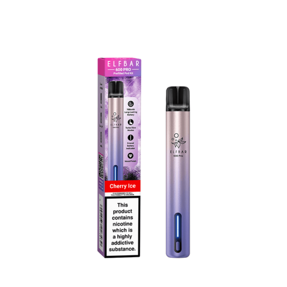  Cherry Ice Elf Bar 600 Pro Vape Pod Kit Box of 10