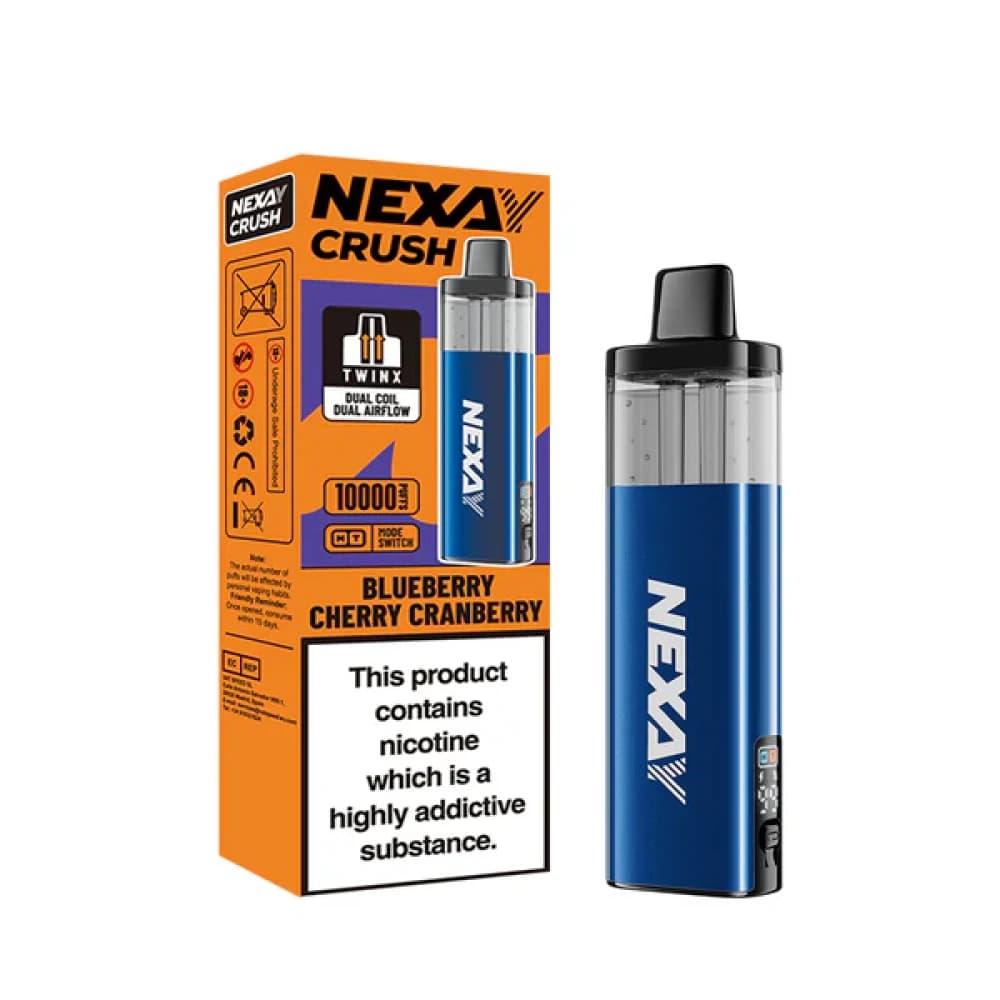  Blueberry Cherry Cranberry Nexay Crush 10k Pod Vape Kit Box of 5