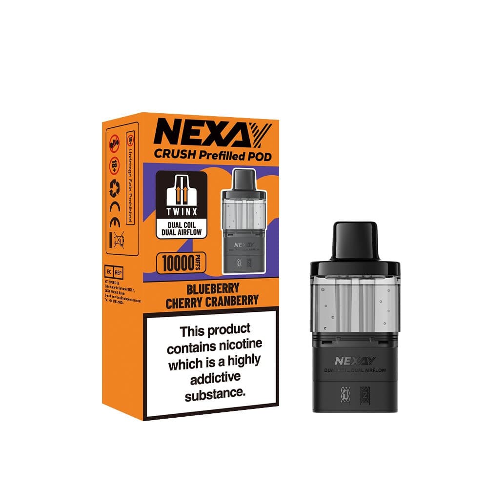  Blueberry Cherry Cranberry Nexay Crush 10k Refill Pods Box of 5