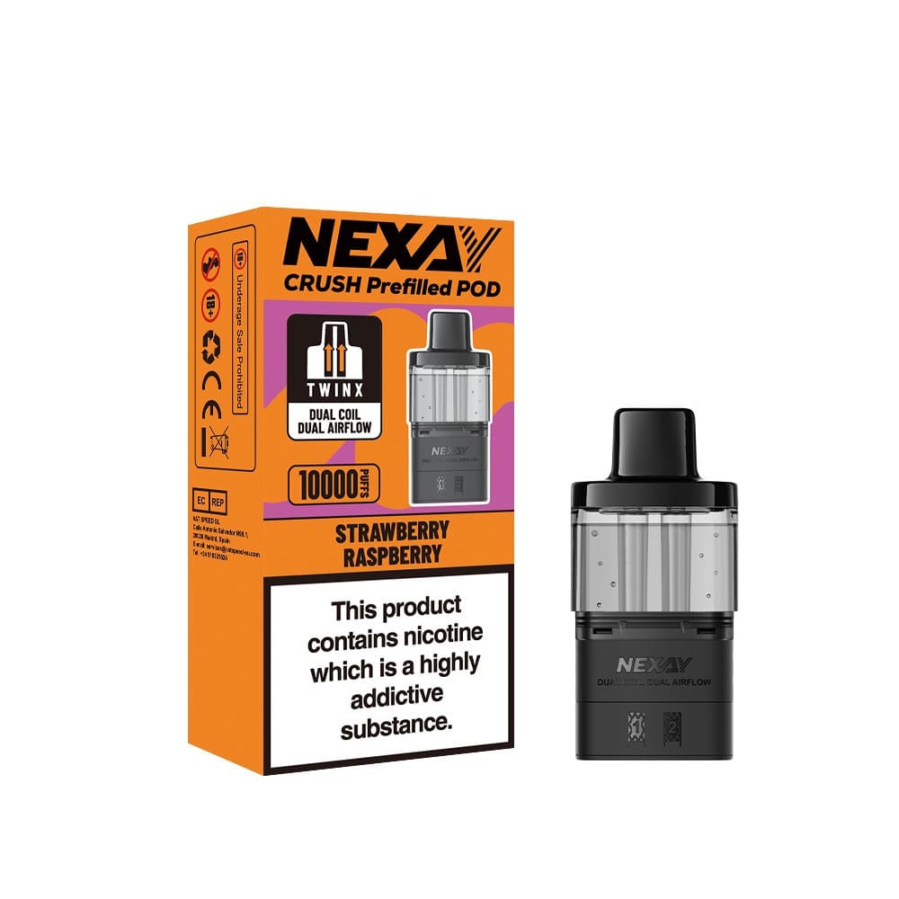  Strawberry Raspberry Nexay Crush 10k Refill Pods Box of 5
