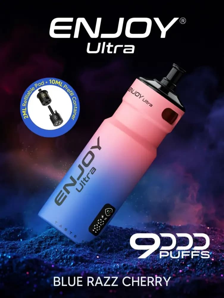  Blue Razz Cherry Enjoy Ultra 9000 Vape Kit Box of 5